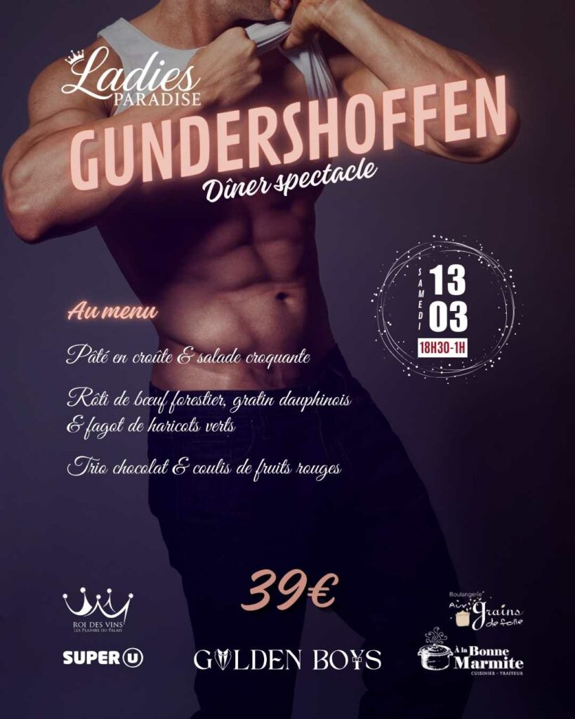Soirée Ladies Paradise à Gundershoffen le 13 mars 2026 – dîner-spectacle Chippendales entre filles