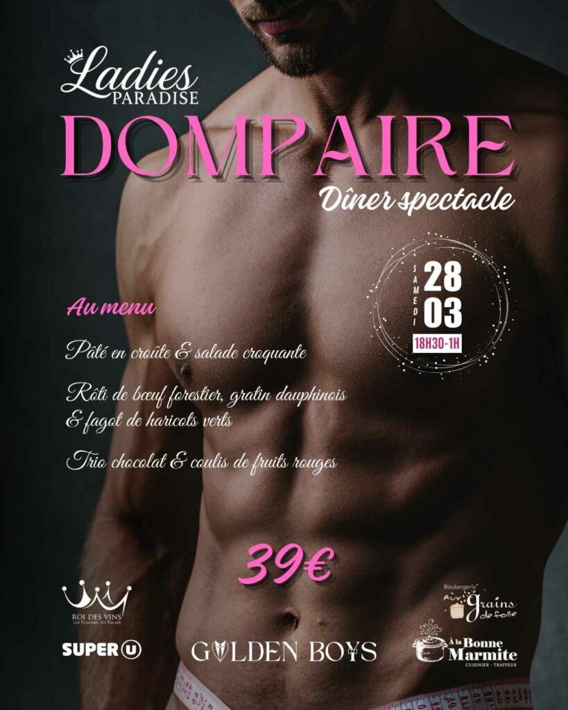 Soirée Ladies Paradise à Dompaire le 28 mars 2026 – dîner-spectacle Chippendales entre filles
